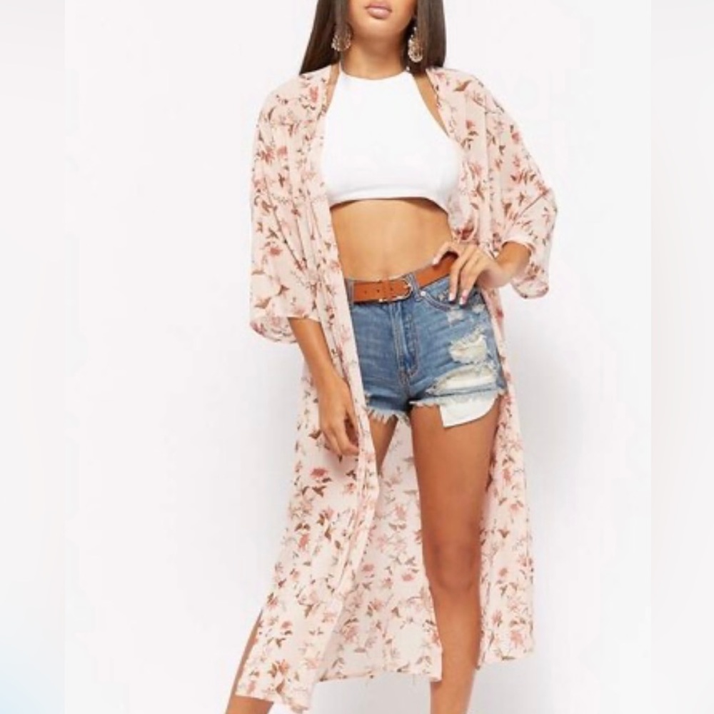 Forever 21 Semi-Sheer Floral Kimono